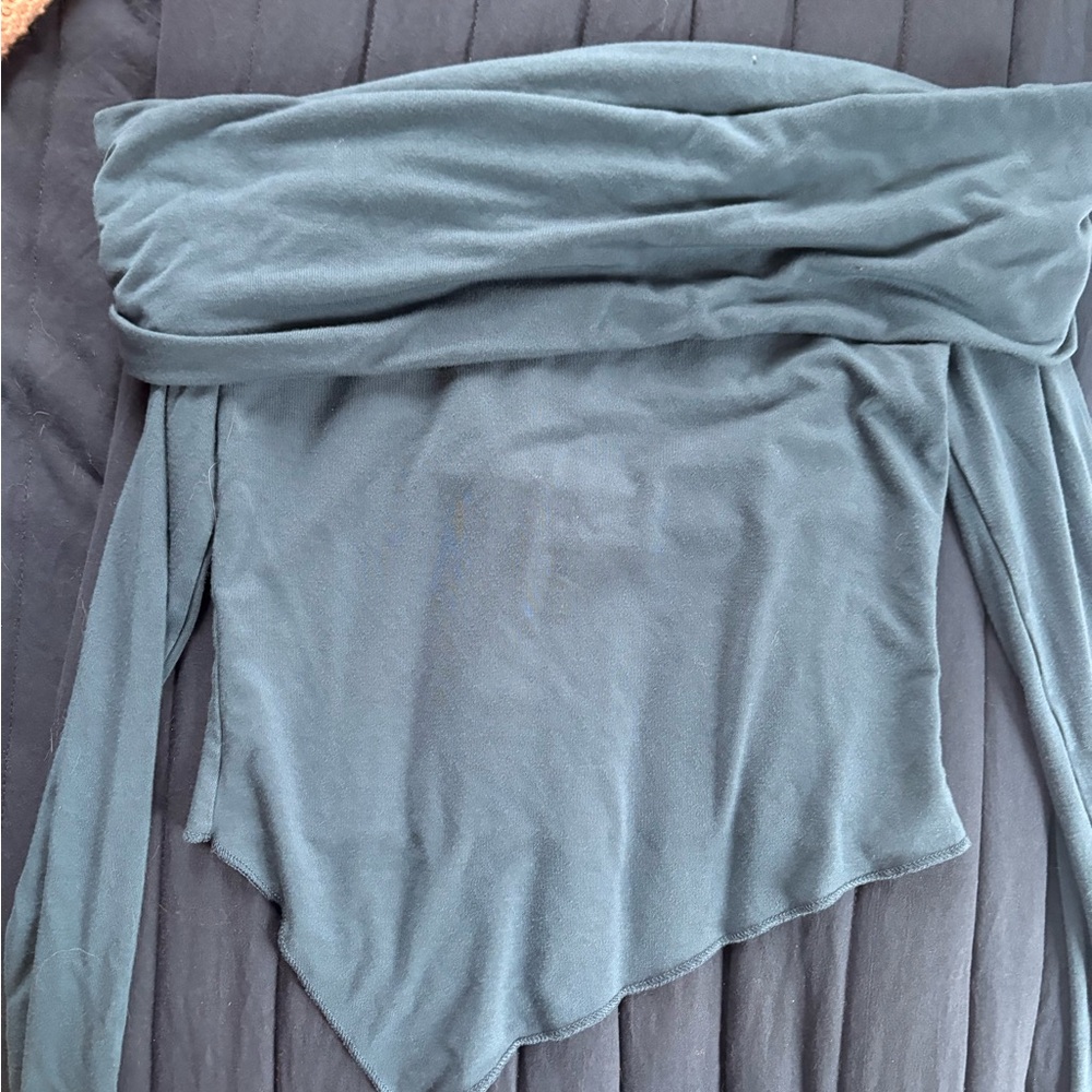 Garage Teal Off-Shoulder Top